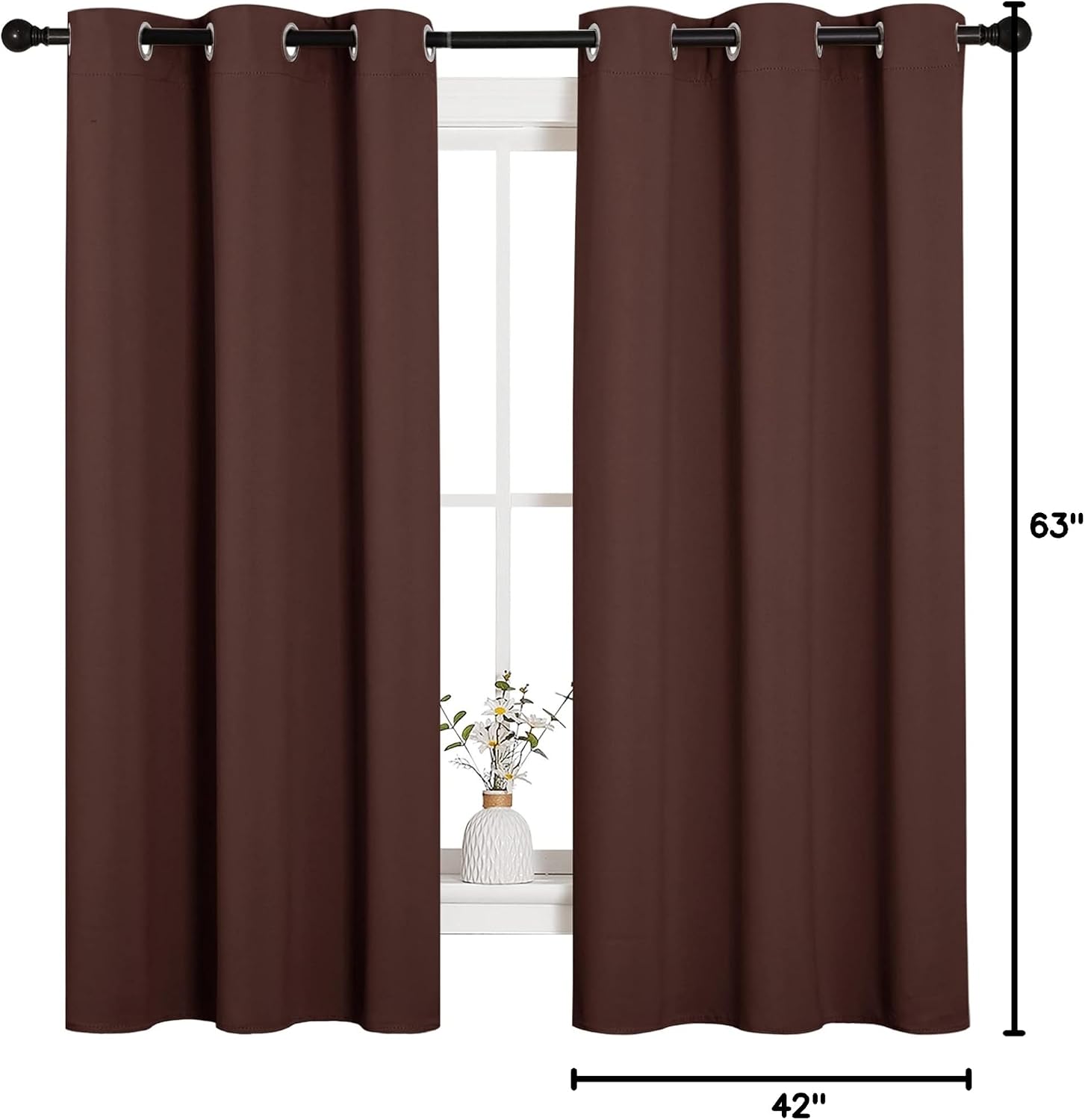 NICETOWN Nursery Essential Thermal Insulated Solid Grommet Top Blackout Curtains, Home Decoration Privacy Curtains for Bedroom (Chocolate…