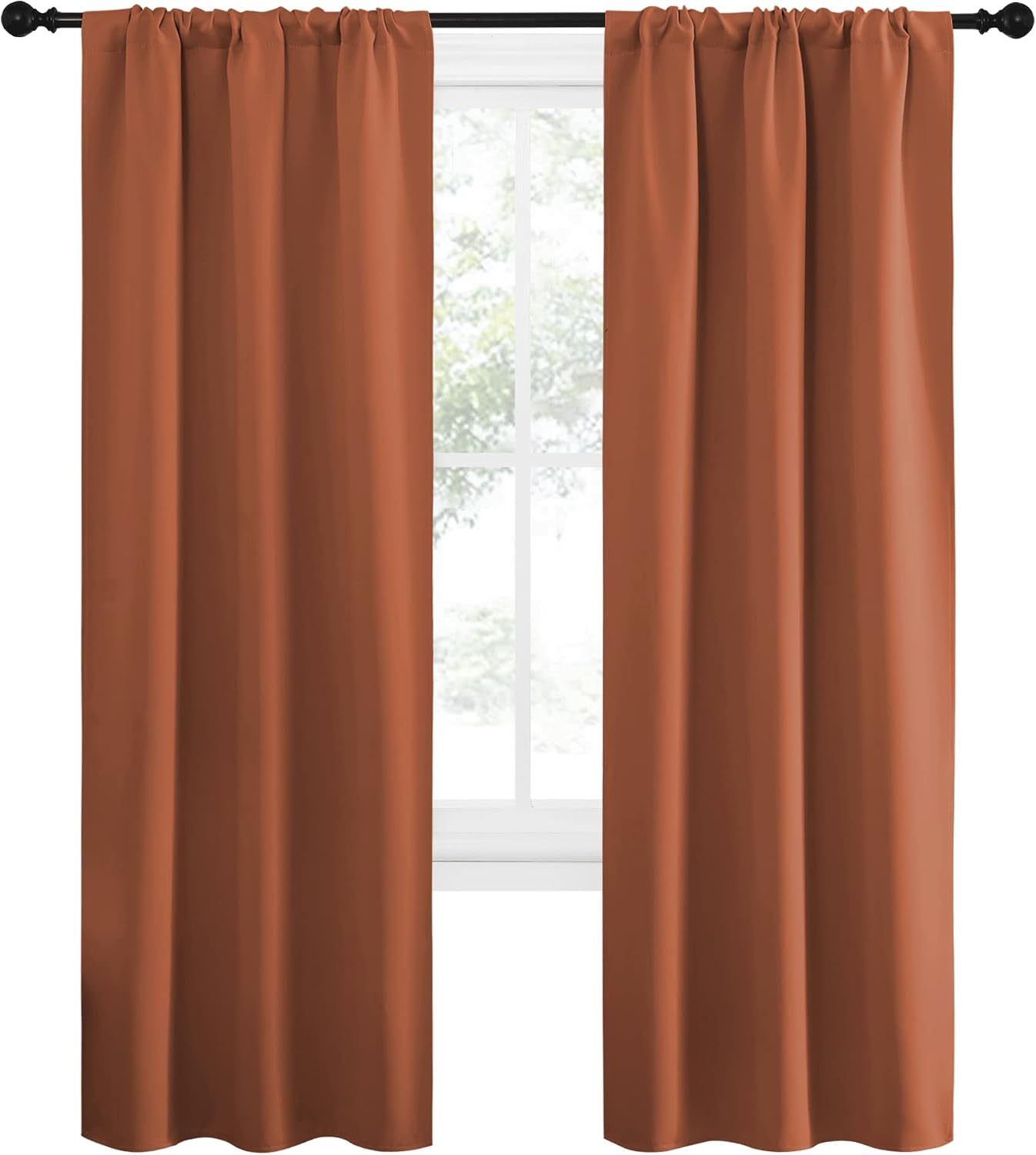 NICETOWN Blackout Curtains and Drapes - Thermal Insulated Solid Rod Pocket Blackout Draperies/Panels (Burnt Orange, 1 Pair, 34 by 72 inches)