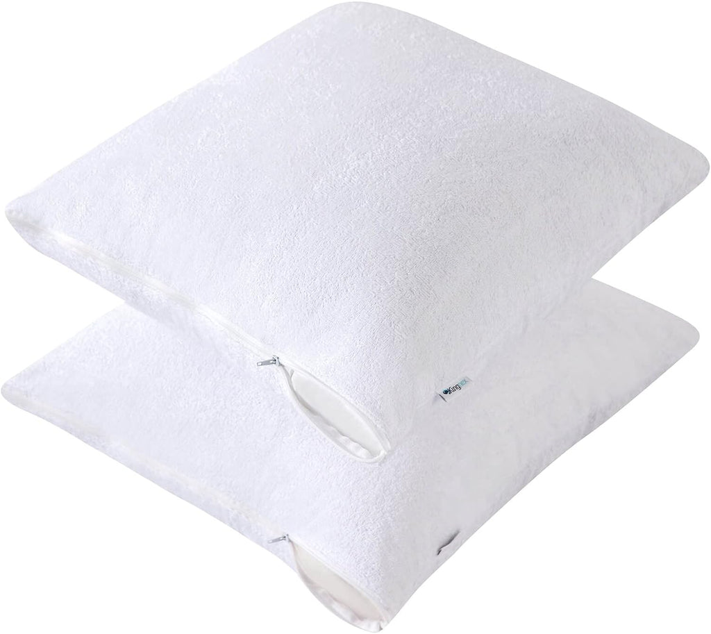 Kingnex 2 Pack Feather Proof Pillow Protectors 28x28 for Euro Square Pillow Bamboo Viscose Terry Waterproof Pillow Covers 28 x 28 2 Pack Ba…