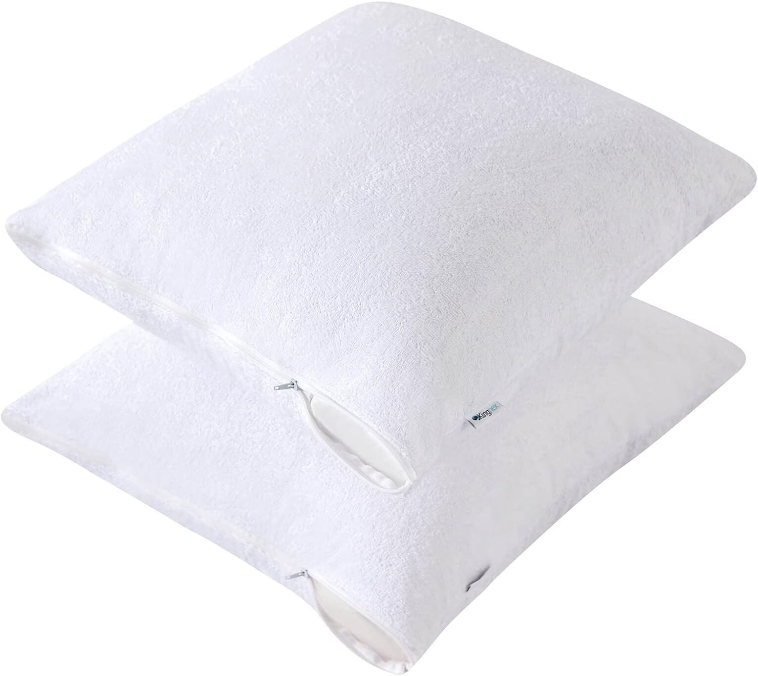 Kingnex 2 Pack Feather Proof Pillow Protectors 28x28 for Euro Square Pillow Bamboo Viscose Terry Waterproof Pillow Covers 28 x 28 2 Pack Ba…