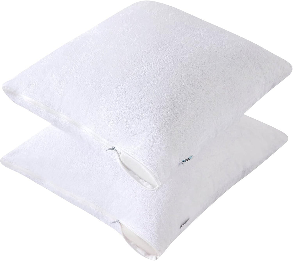 Kingnex Waterproof Feather Proof Pillow Protectors 20x20 with Zipper Pack of 2 Soft Bamboo Viscose Terry Zippered Square Pillow Covers for…