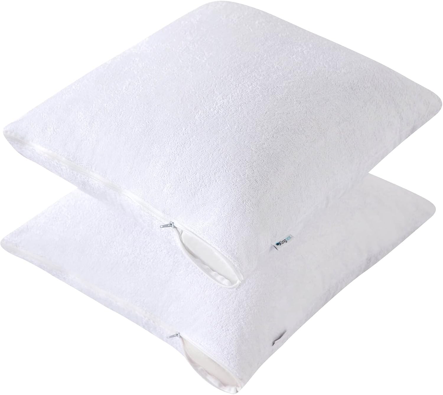 Kingnex Waterproof Feather Proof Pillow Protectors 20x20 with Zipper Pack of 2 Soft Bamboo Viscose Terry Zippered Square Pillow Covers for…