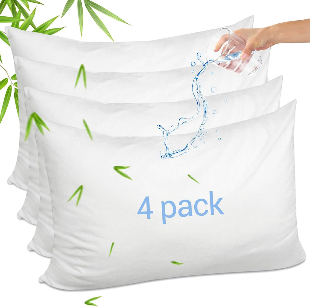Gogreen Bamboo Rayon Waterproof Pillow Protector, Breathable Pillow Cover, Cooling Pillow Case Protector with Zipper, Soft Terry Pillow Cas…