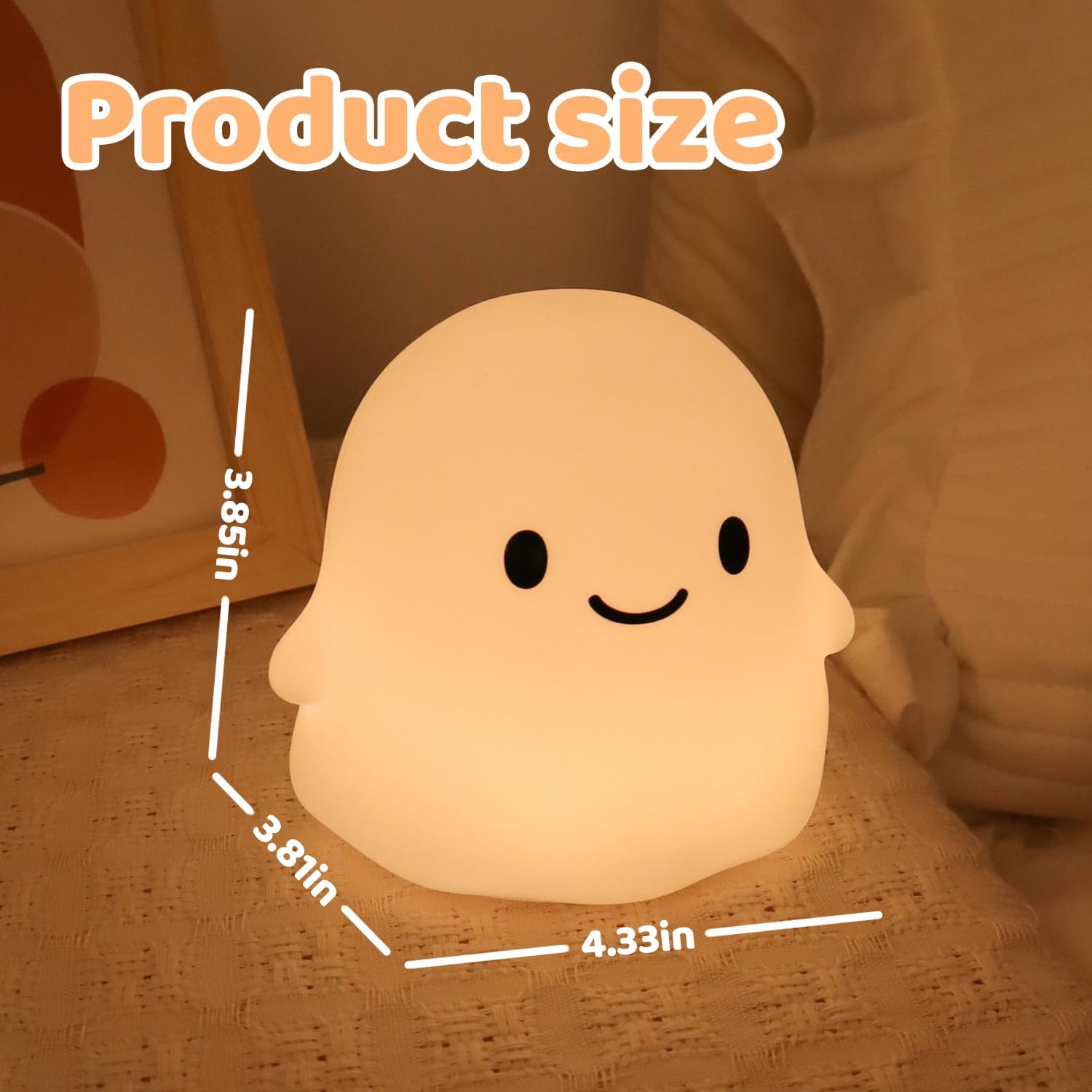 Rytinazzz Halloween Ghost Night Light, 50-Hour Battery & Pat Control, Cute Squishy Lamp for Kids Room Decor, USB Rechargeable with Timer…