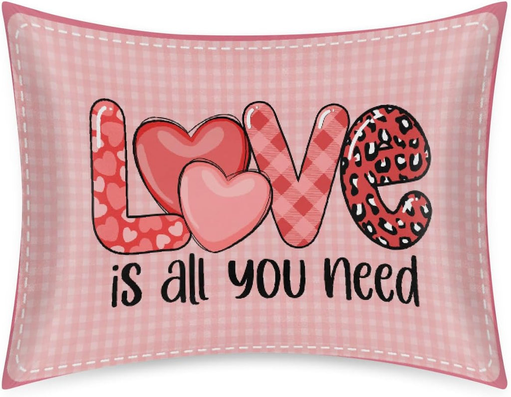 Valentine Pink Heart Satin Silk Pillowcase for Hair & Skin Pillow Cases Standard Size Soft Silk Pillow Case with Envelope Closure Satin…