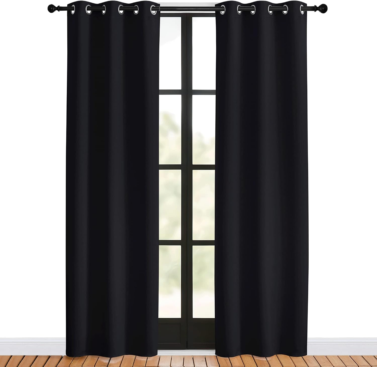 NICETOWN Living Room Curtains 80 inch Length 2 Panels Set, Black, W34, Blackout Thermal Insulated Window Treatment Solid Grommet Room…