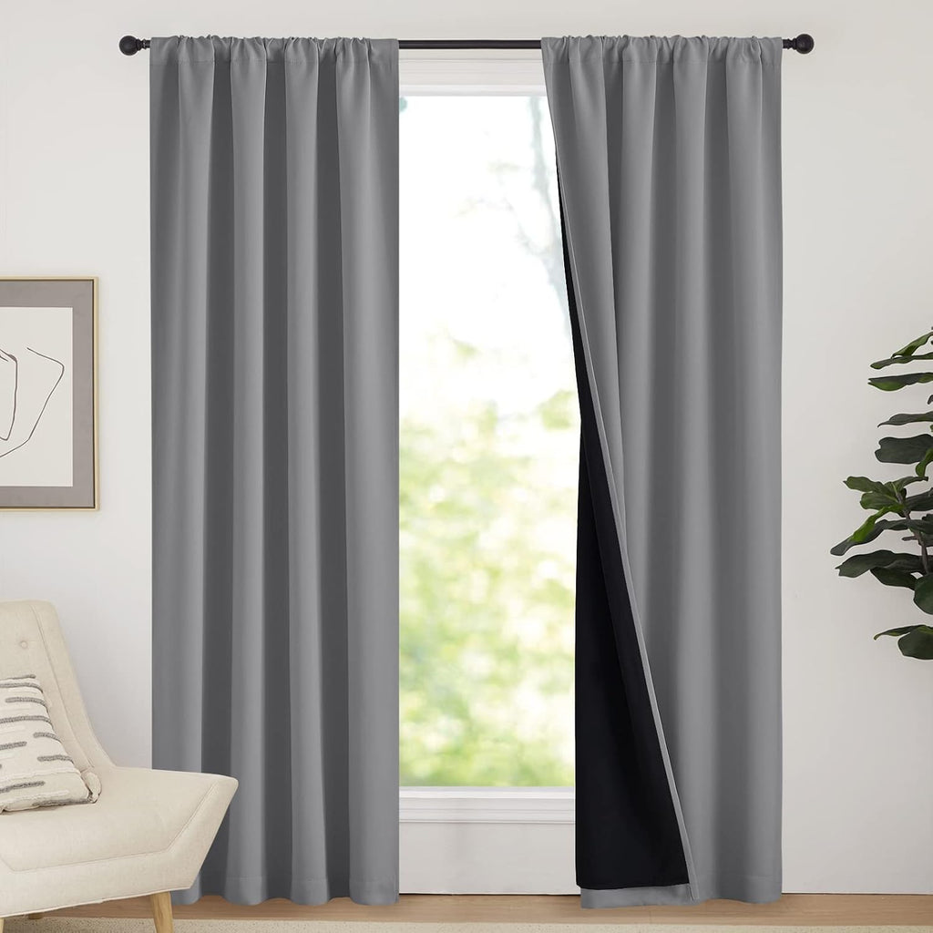 Nicetown Thick Blackout Curtains for Bedroom, Pair of Energy Smart & Noise Blocking Out Full Shade Curtain Panels, Thermal Insulated Guest…