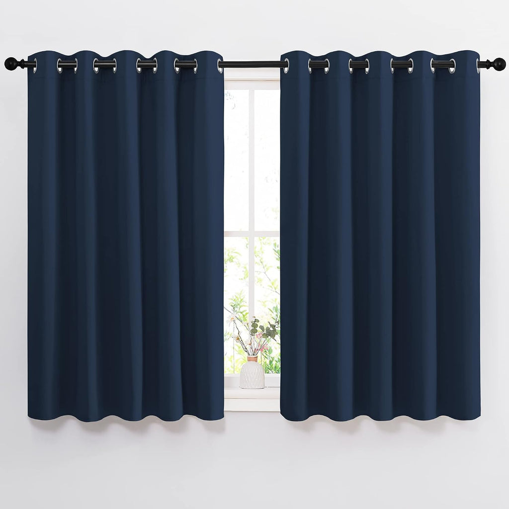NICETOWN Blackout Curtains and Drapes for Kitchen - Thermal Insulated Solid Grommet Top Blackout Panels/Draperies for Kid's Room (Navy, 1…