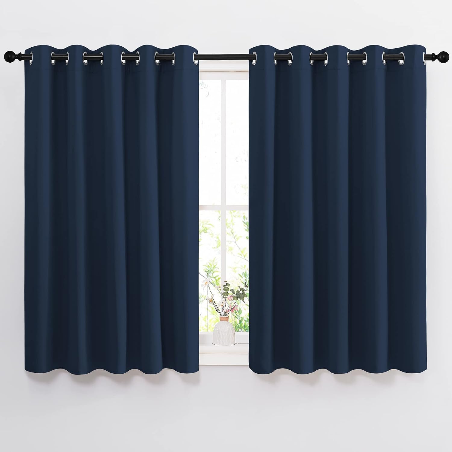 NICETOWN Blackout Curtains and Drapes for Kitchen - Thermal Insulated Solid Grommet Top Blackout Panels/Draperies for Kid's Room (Navy, 1…