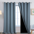 Yakamok 100% Blackout Lined Panels, Room Darkening Thermal Insulated Blackout Curtains for Bedroom, Heat Blocking Drapes for Living Room(52…