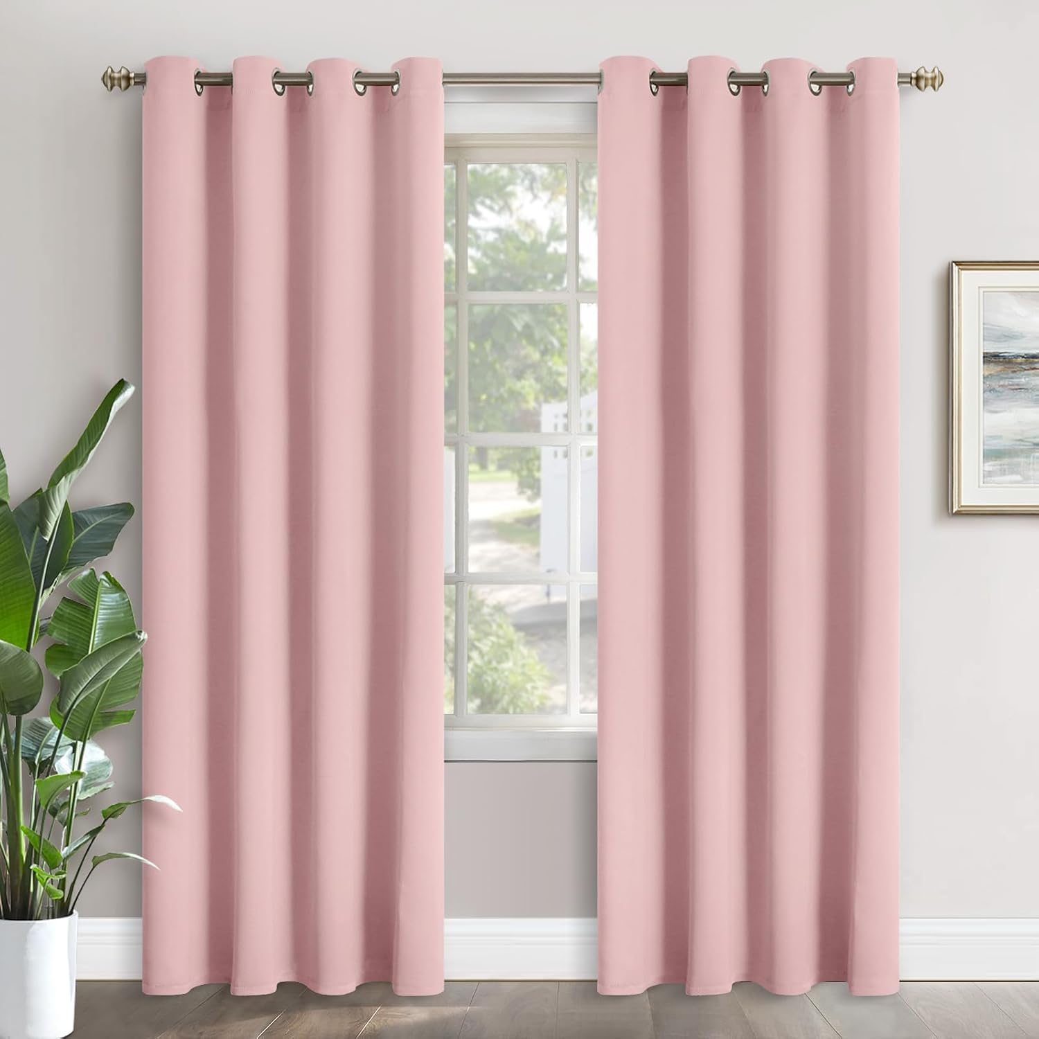 YoungsTex Light Pink Room Darkening Curtains 84 Inch Length for Kids Girl Bedroom - Thermal Insulated with Grommet Blackout Drapes for Livi…