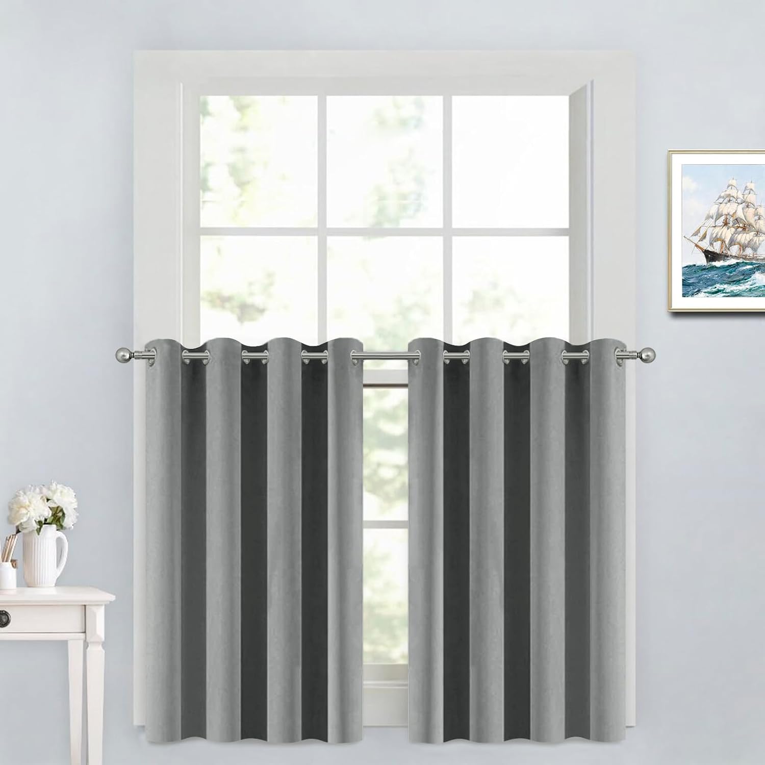 Yakamok 36 Inch Curtains Blackout Window Curtains for Kitchen, Grommet Room Darkening Thermal Insulated Sunlight Block Drapes for Living…