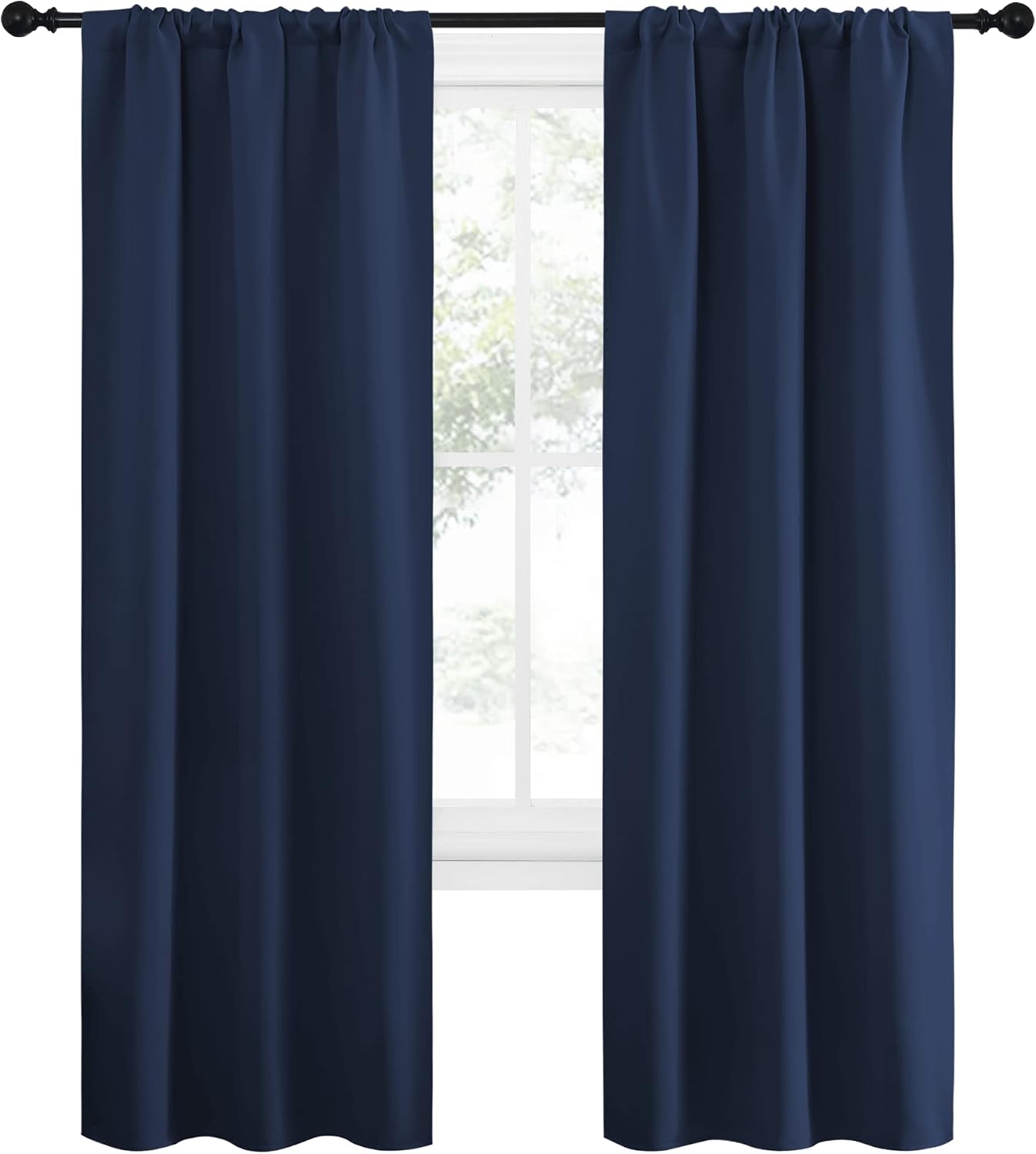 NICETOWN Blackout Curtains for Living Curtains, Home Decorations Thermal Insulated Solid Pole Top Blackout Drapes for Living Room (Navy…
