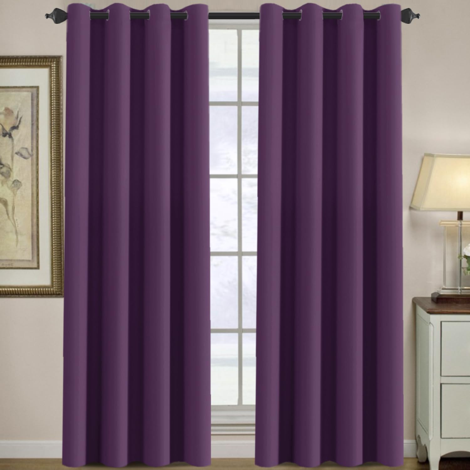 H.VERSAILTEX Blackout Curtain for Living Room Thermal Insulated Window Treatment Curtain Extra Long 108 inch Length Energy Savi…
