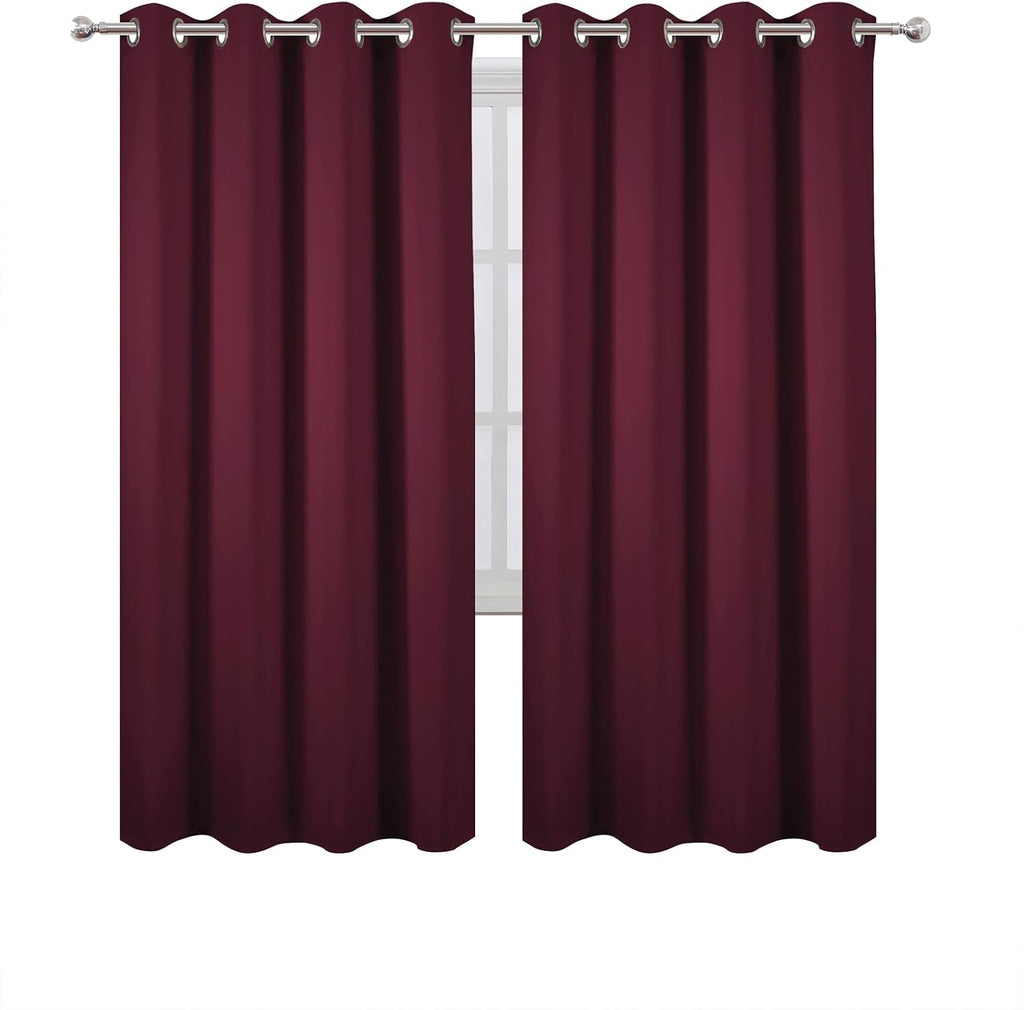Lemomo Blackout Curtains 66 x 72 Inch Long Burgundy Red Curtains Set of 2 Panels Room Darkening Curtains for Bedroom and Living Room 72 Inc…