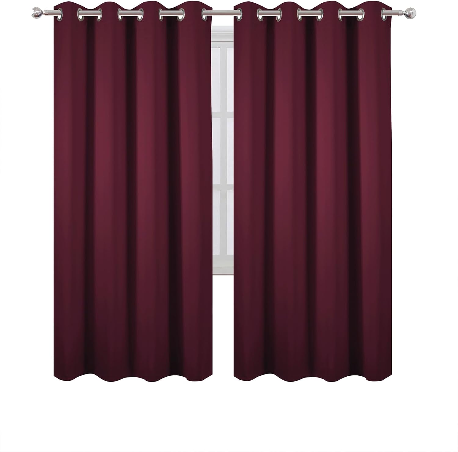 Lemomo Blackout Curtains 66 x 72 Inch Long Burgundy Red Curtains Set of 2 Panels Room Darkening Curtains for Bedroom and Living Room 72 Inc…