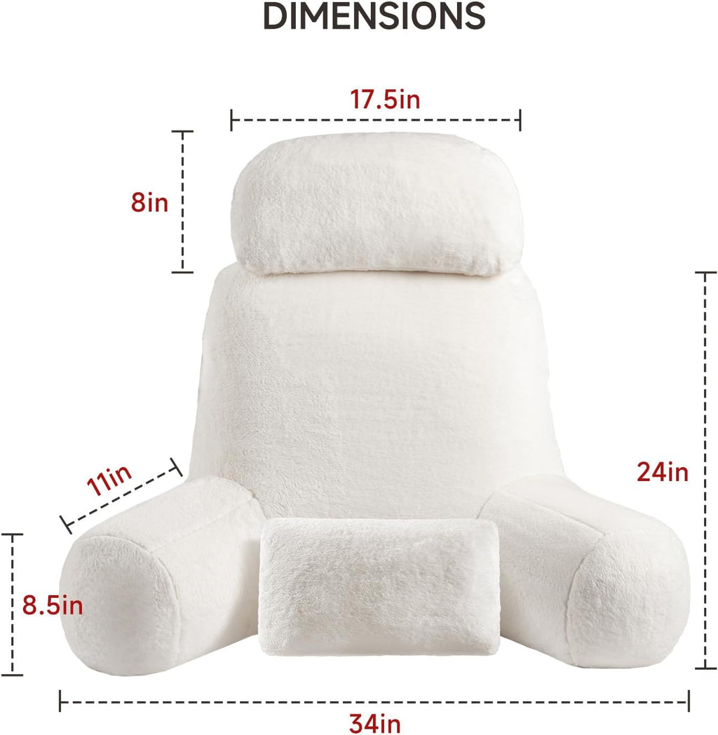 NOONTIDE Reading Pillow for Sitting up in Bed and Couch,32" X-Large Back Pillow for Adult & Teens with Soft Adjustable Neck Roll Backrest…