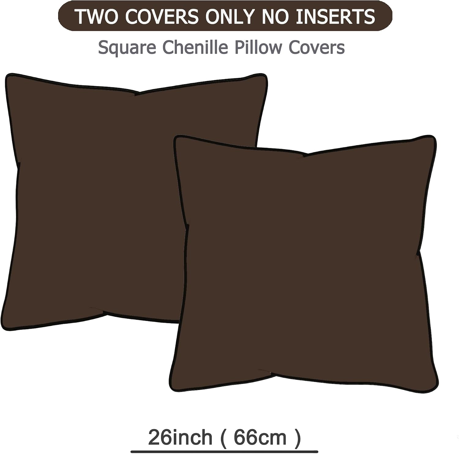 Gawamay Set of 2 Soft Textured Chenille Throw Pillow Covers 26x26 Inch (66x66 CM), Decorative Pillowcases Cushion Covers for Farmhouse Home…