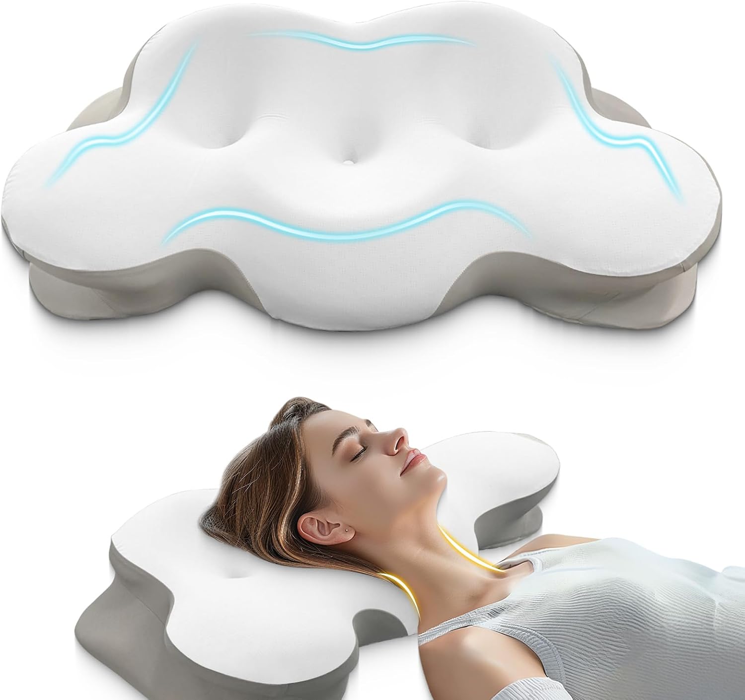 thyHomeHappyLife Cervical Neck Pillow, Pillows for Neck and Shoulder Pain, Contour Pillow, Neck Pillows, Pillow for Neck, Side Sleeper…