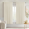 Miulee Beige White Back Tab Blackout Curtains 63 Inch Length 2 Panels Set for Living Room Bedroom Privacy, Rod Pocket/Pinch Pleat Thermal I…