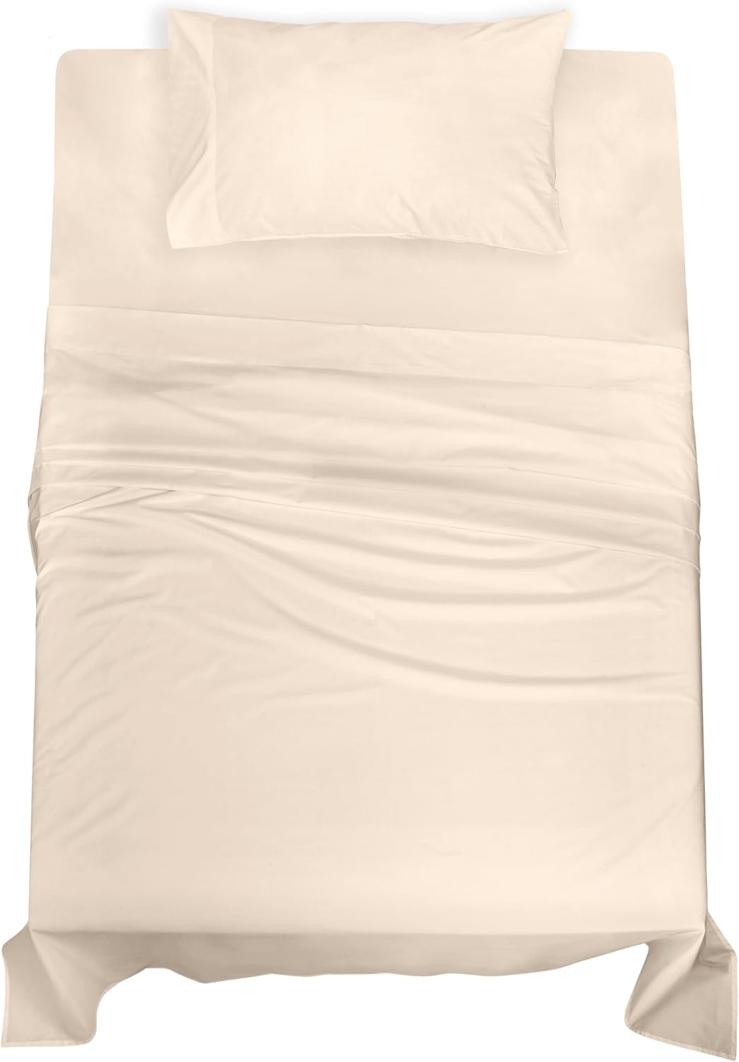 Royalelinens ROYALE LINENS 100% Organic Cotton Twin Sheet Set - Percale Weave - 3 Pieces Set - 1 Flat, 1 Deep Pocket Fitted Sheet and 1 Pil…