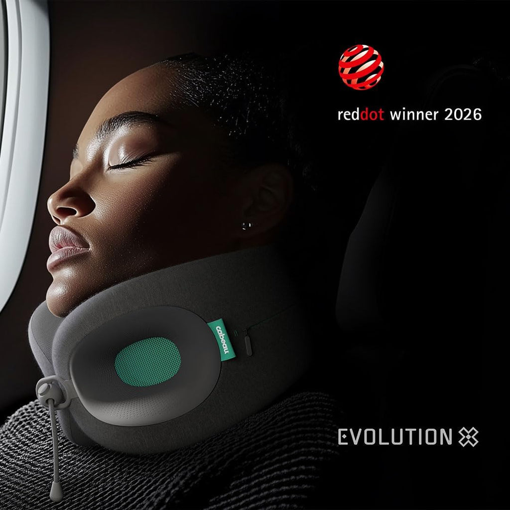 Cabeau Evolution X Deluxe - Best Travel Neck Pillow with Travel Bag (Diamond Black/White)