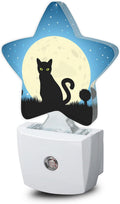 Halloween Black Cat Moon Night Light, Dusk to Dawn Smart Sensor Nightlight for Bedroom Bathroom Kitchen Hallway Stairs…