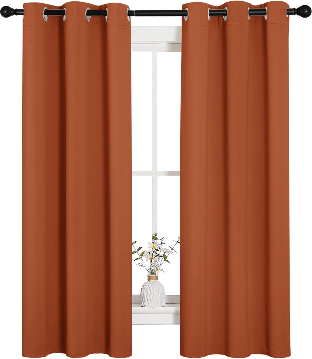 NICETOWN Blackout Curtain Panels for Girls Room, Nursery Essential Thermal Insulated Solid Grommet Top Blackout Drapes (Burnt Orange, 1…