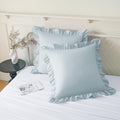 KKJIAF Ruffle Pillow Cases 22x22 Inches, Dusty Blue Square Ruffled Pillow Covers Set of 2, Microfiber Wrinkle Resistant Pillow Shams with…