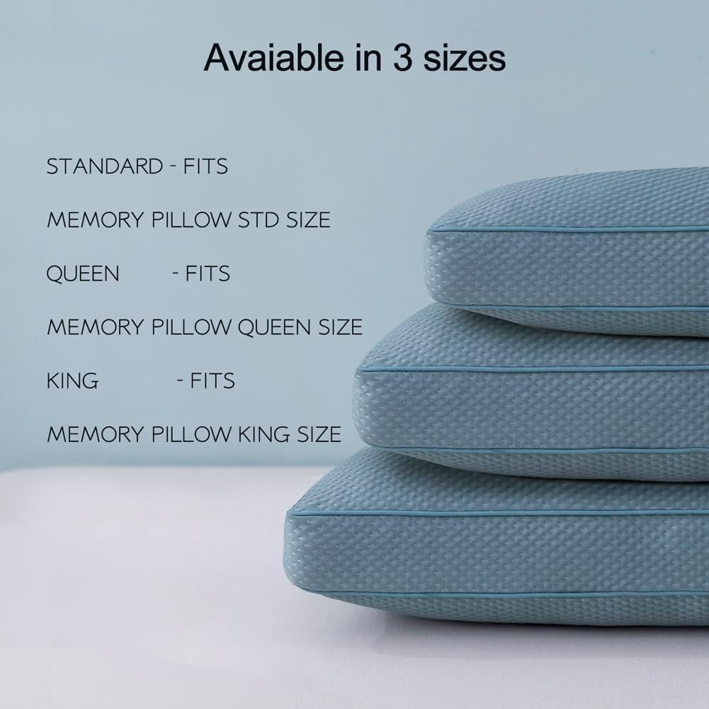 STONECREST Cooling Gusseted Pillow Protector for Memory Foam Pillow- 1 PC, Zipper Premium Gusset Pillow Encasement Covers(Blue, Standard)