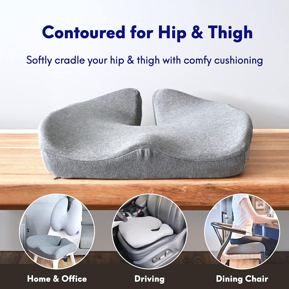 C CUSHION LAB Patented Pressure Relief Seat Cushion for Long Sitting Hours on Office/Home Chair, Car, Wheelchair - Extra-Dense Memory…
