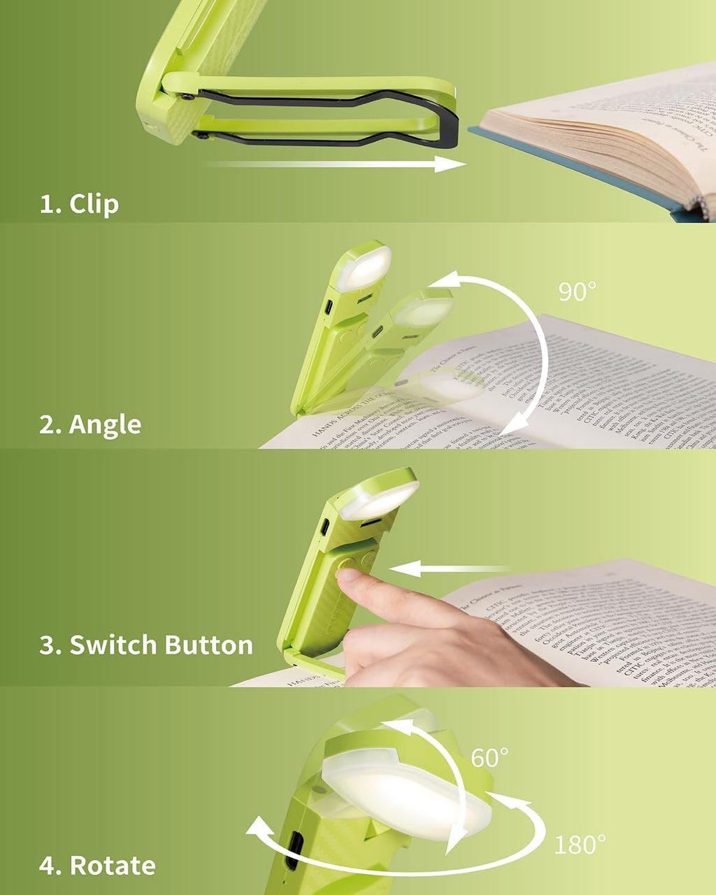 HEMONNKAM Book Reading Light, Rechargeable Clip on Booklight, Eye Caring 3 Color Temperatures & 5 Brightness Levels, Night Use for Bed…