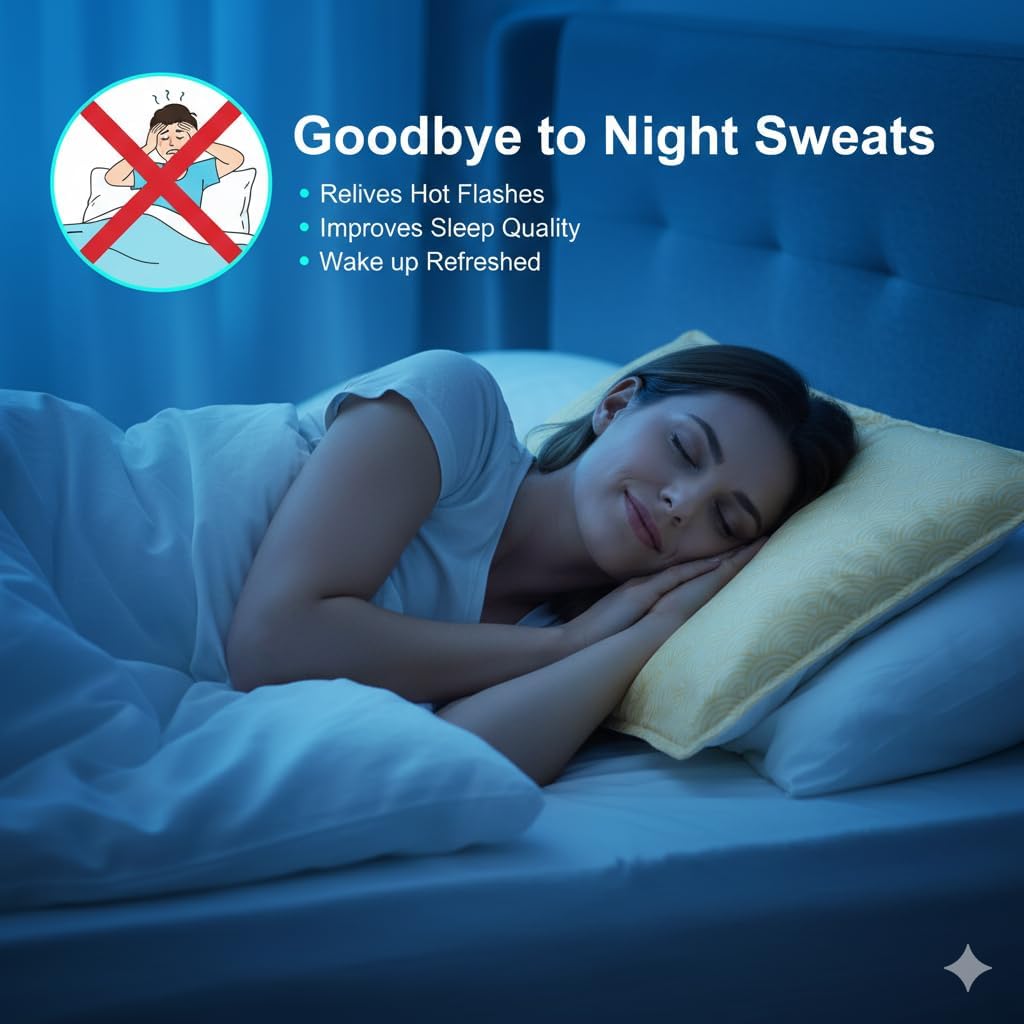 Cooling Gel Pad for Sleep, Instant Relief for Hot Flashes, Night Sweats - Cold Compress Comfort Pillow Cooler for Adults