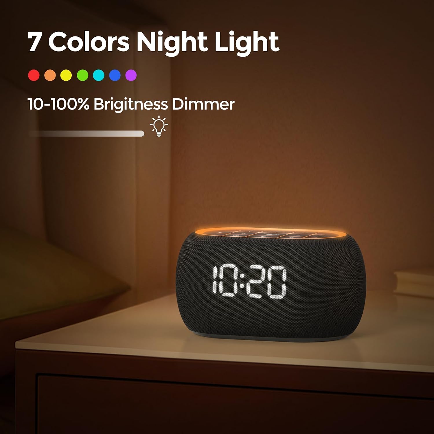 ANJANK Alarm Clock White Noise Sound Machine with Bluetooth Speaker, 21 Soothing Sounds, 7 Night Lights, 0-100% Dimmer/Sleep Timer/Volume…