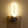 LED Night Light Plug in Wall with Digital Clock, Remote Control, 350° Rotatable Head, Adjustable Brightness, Warm White Lamp for Bedroom…