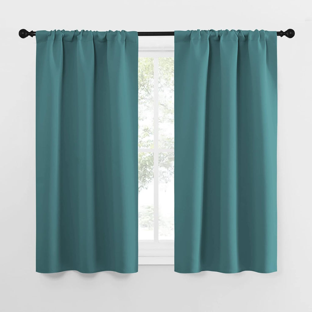 NICETOWN Kitchen Curtains Blackout Drapes & Curtains, Energy Smart Window Treatment Curtain Panels for Bedroom (Sea Teal, 34 in x 54 in…