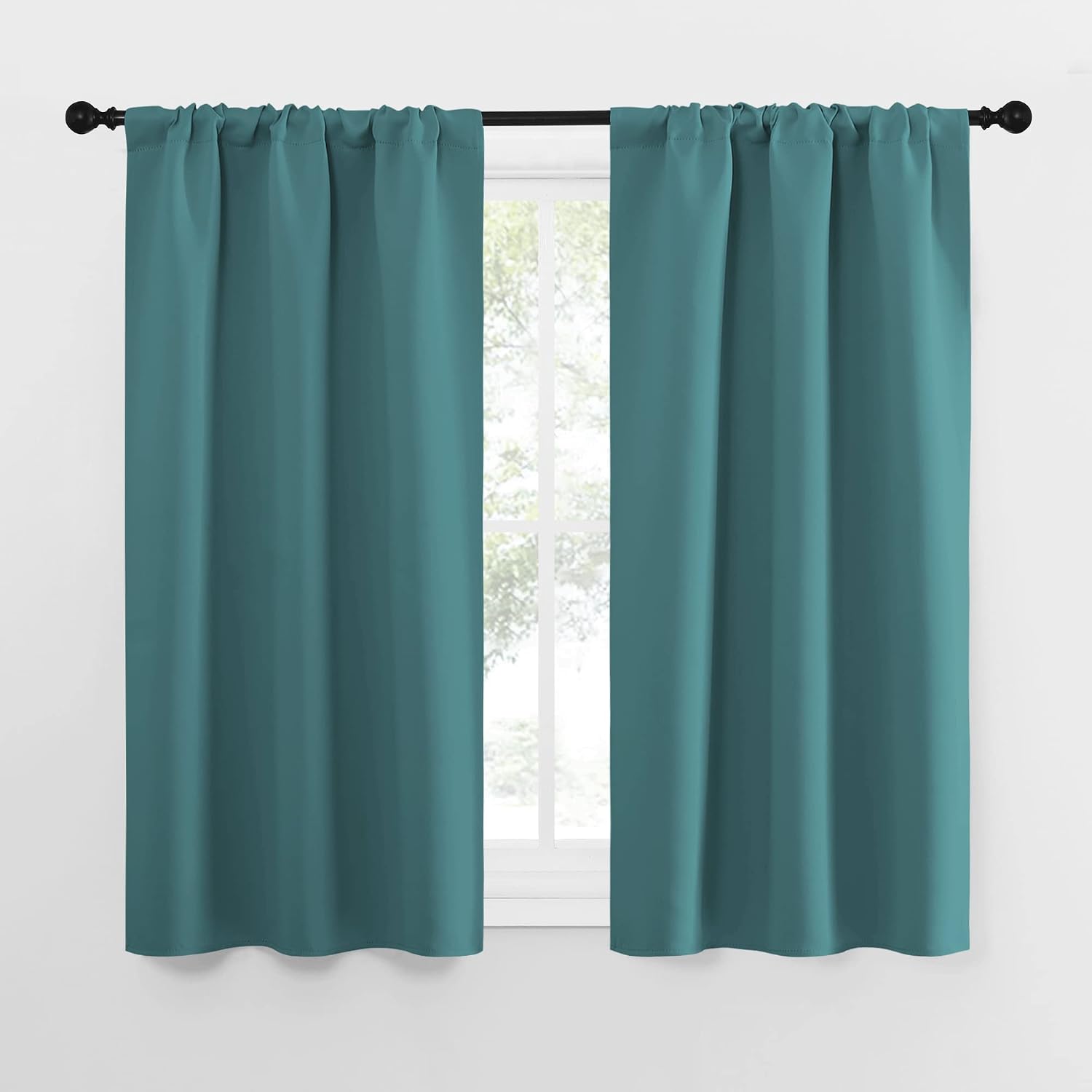 NICETOWN Kitchen Curtains Blackout Drapes & Curtains, Energy Smart Window Treatment Curtain Panels for Bedroom (Sea Teal, 34 in x 54 in…