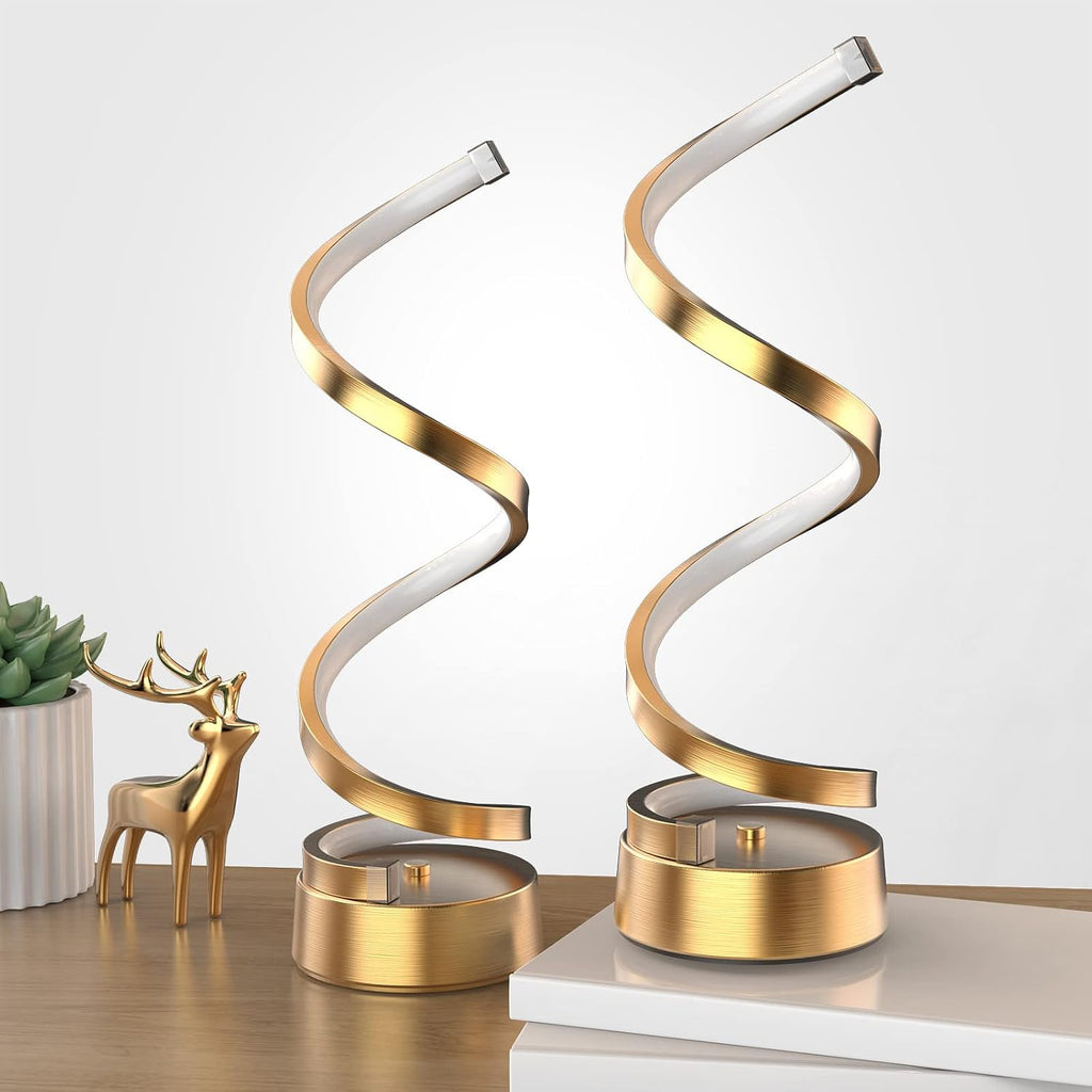 NUÜR Table Lamps for Living Room Set of 2, Gold Dimmable LED Lamp, Small Bedside Lamps, Nightstand Lamp for Bedroom Home Office Living Room