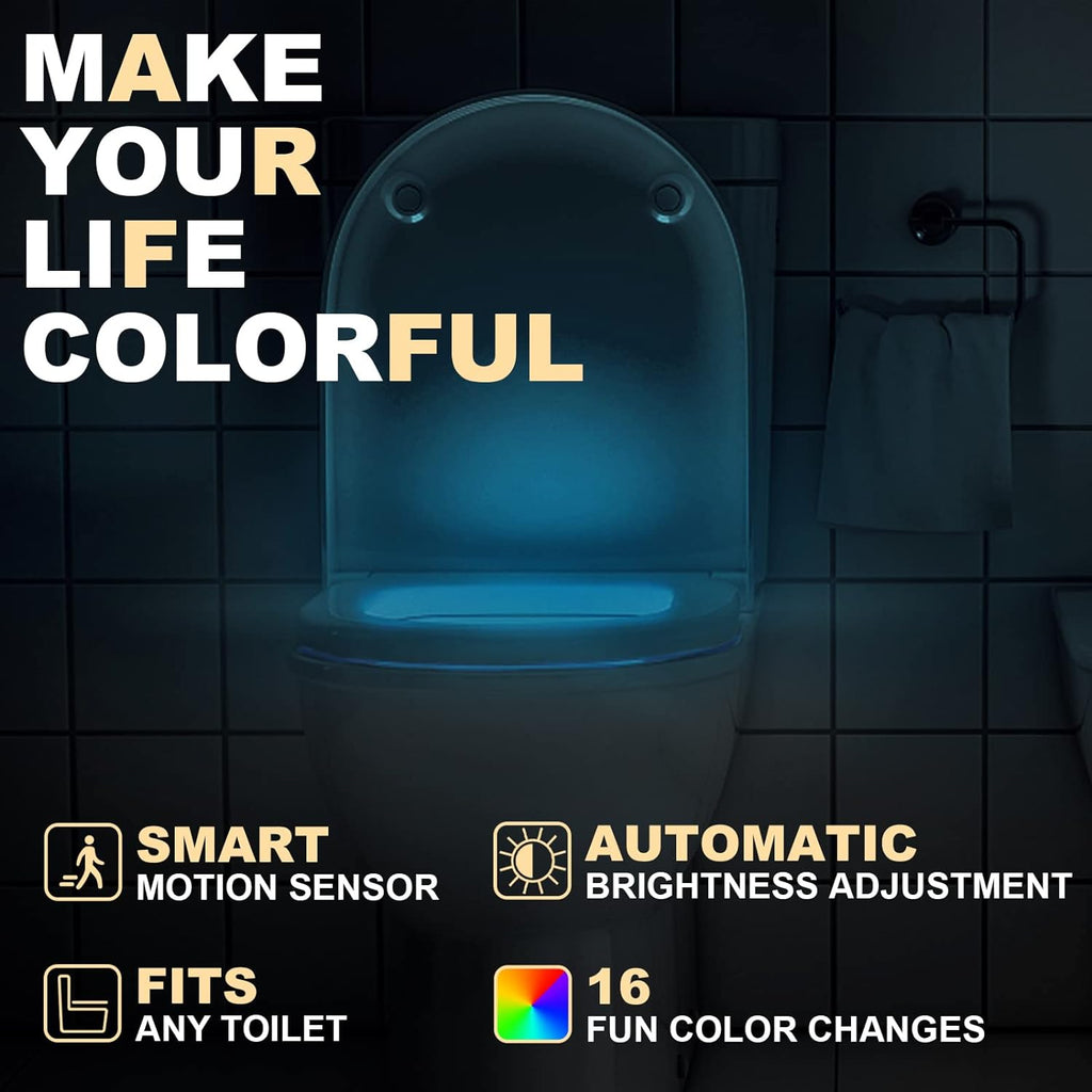 Toilet Light Motion Sensor 16 Colors Changing (2 Pack), LED Glow Bowl inside Toilet Light, Smart Night Light for Bathroom, Cool Funny…