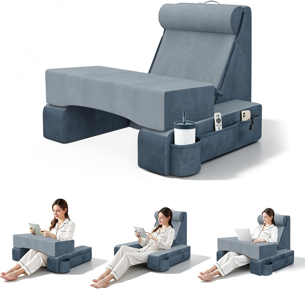 COZEER 3‐in‐1 Reading Pillow for Bed with Adjustable Independent Lumbar Support & Headrest, Wedge Pillow Set for After Surgery with…