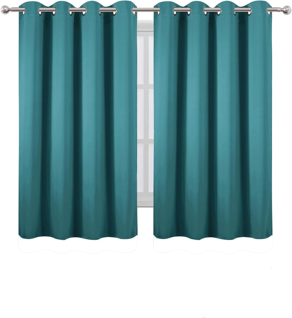 Lemomo Blackout Curtains 66 x 54 Inch Long Sea Teal Curtains Set of 2 Panels Room Darkening Curtains for Bedroom and Living Room 54 Inch si…