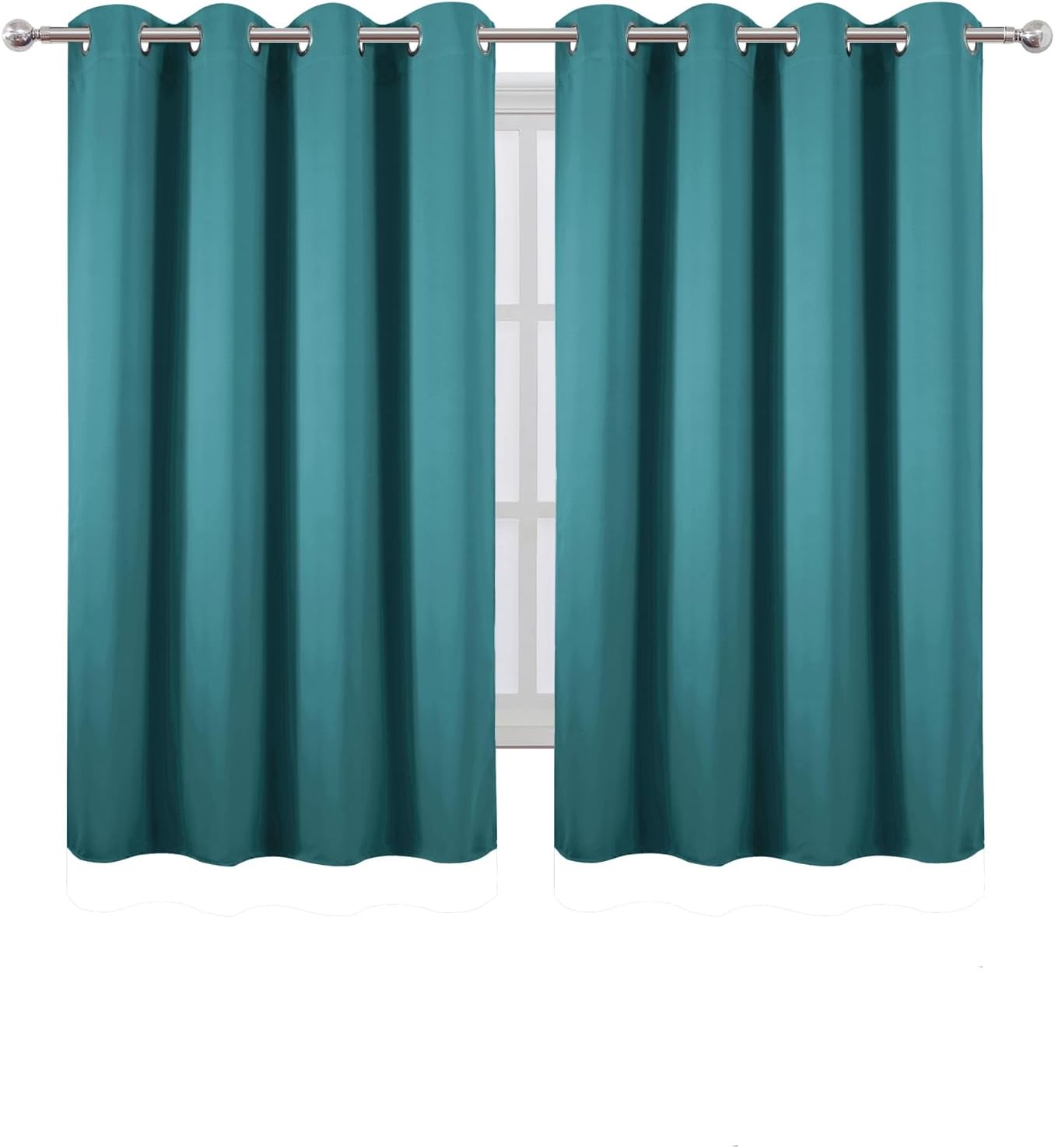 Lemomo Blackout Curtains 66 x 54 Inch Long Sea Teal Curtains Set of 2 Panels Room Darkening Curtains for Bedroom and Living Room 54 Inch si…