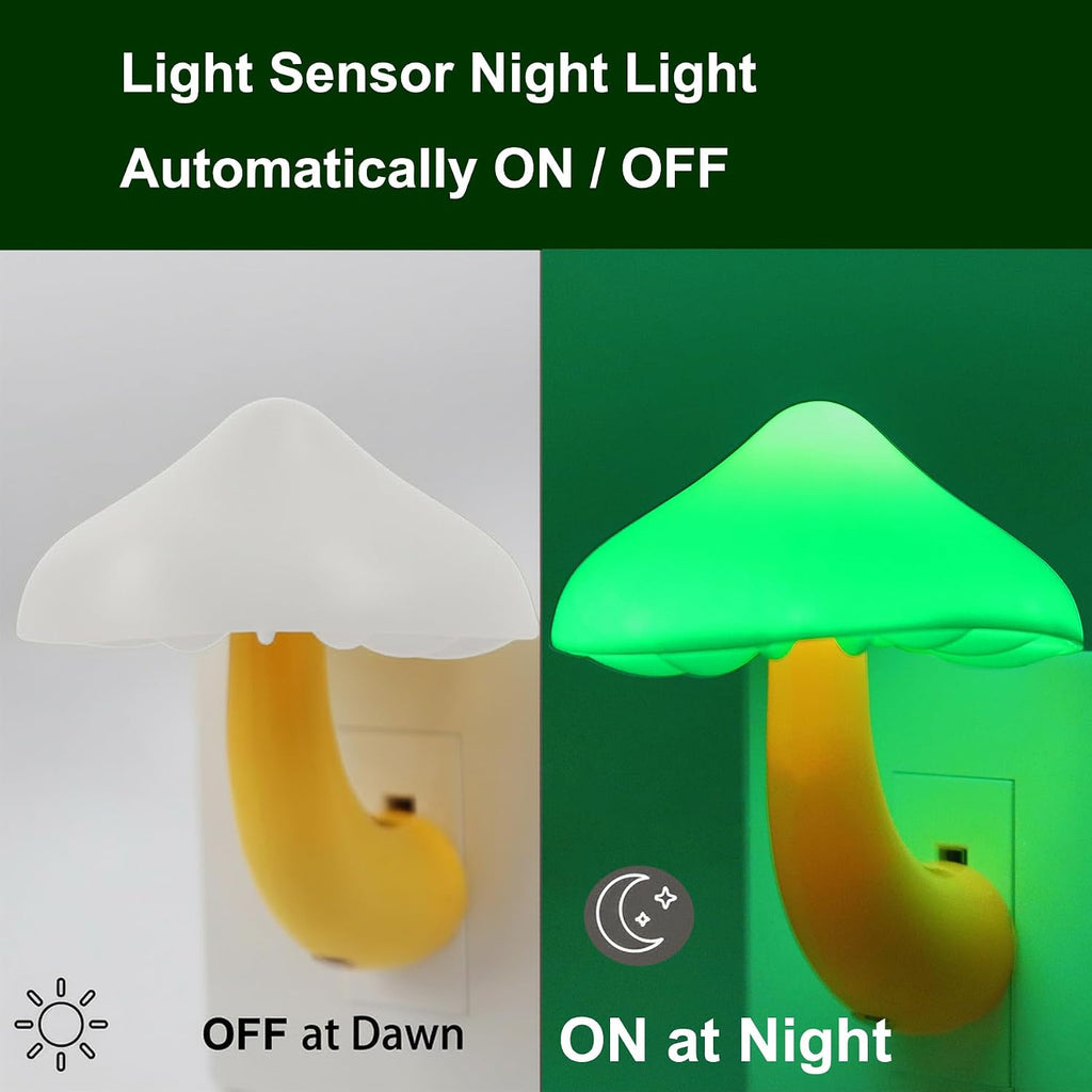 APAKI LED Mushroom Night Light Plug in Lamp, Light Sensor Night Lights Plug into Wall, Dusk to Dawn Sensor Night Light for Adults Ki…