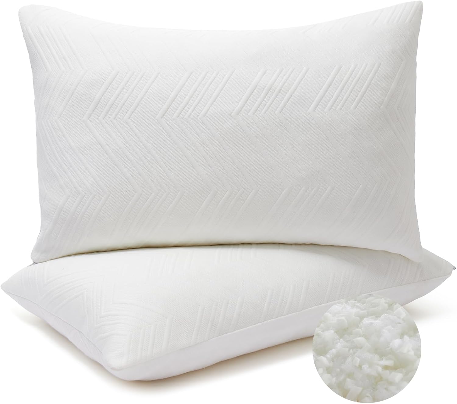 Yagamo Adjustable Pillows, Queen Size Bed Pillows for Sleeping 2 Pack, Shredded Memory Foam Pillows - Medium Firm and Supportive Bac…