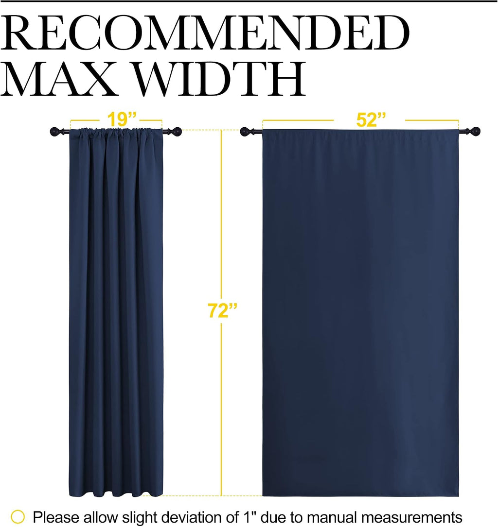 NICETOWN Window Curtains Blackout Draperies - Thermal Insulated Solid Top Pocket Blackout Drapes for Nursery Room (1 Pair, Navy, 52 x 72…