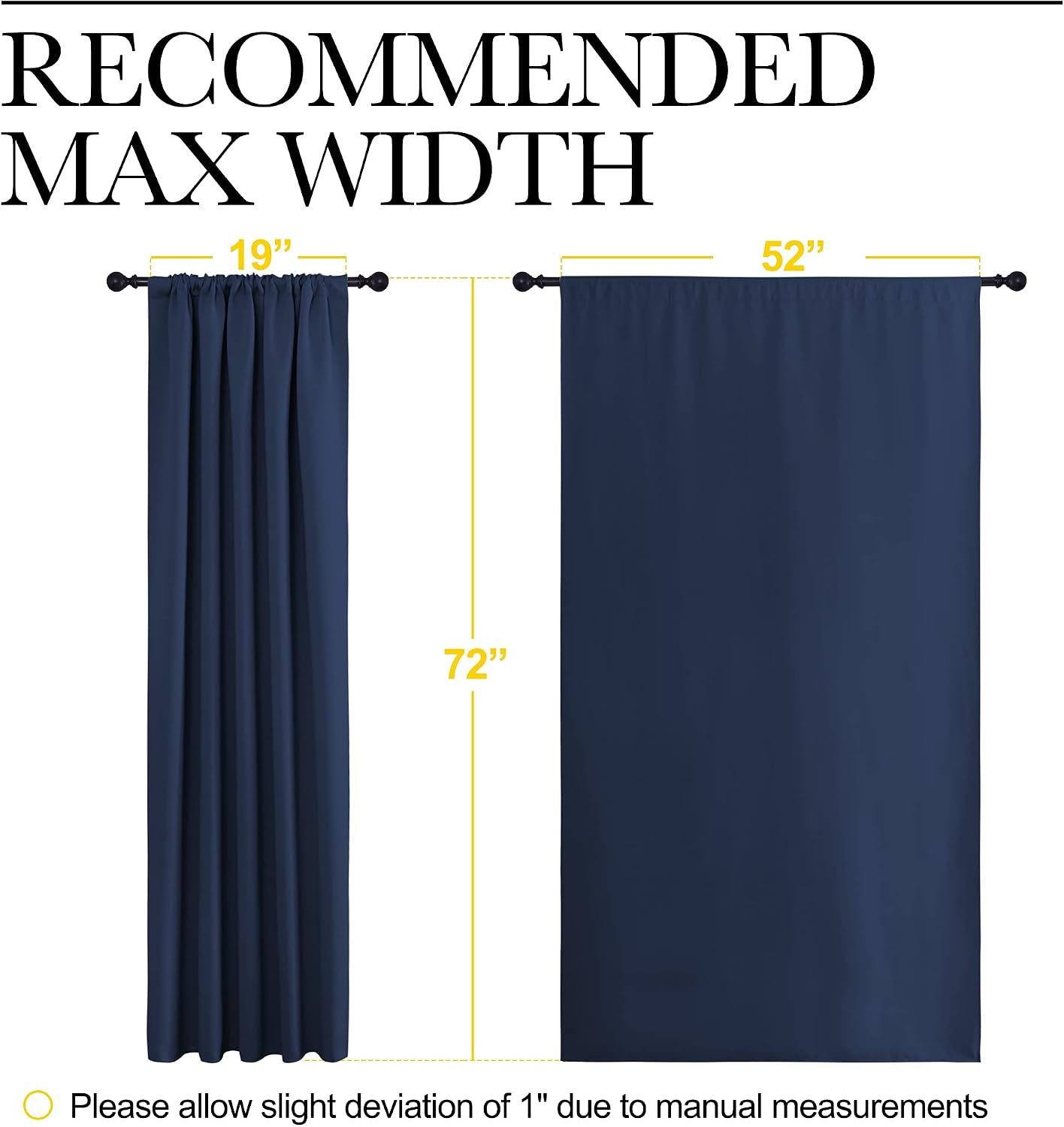 NICETOWN Window Curtains Blackout Draperies - Thermal Insulated Solid Top Pocket Blackout Drapes for Nursery Room (1 Pair, Navy, 52 x 72…