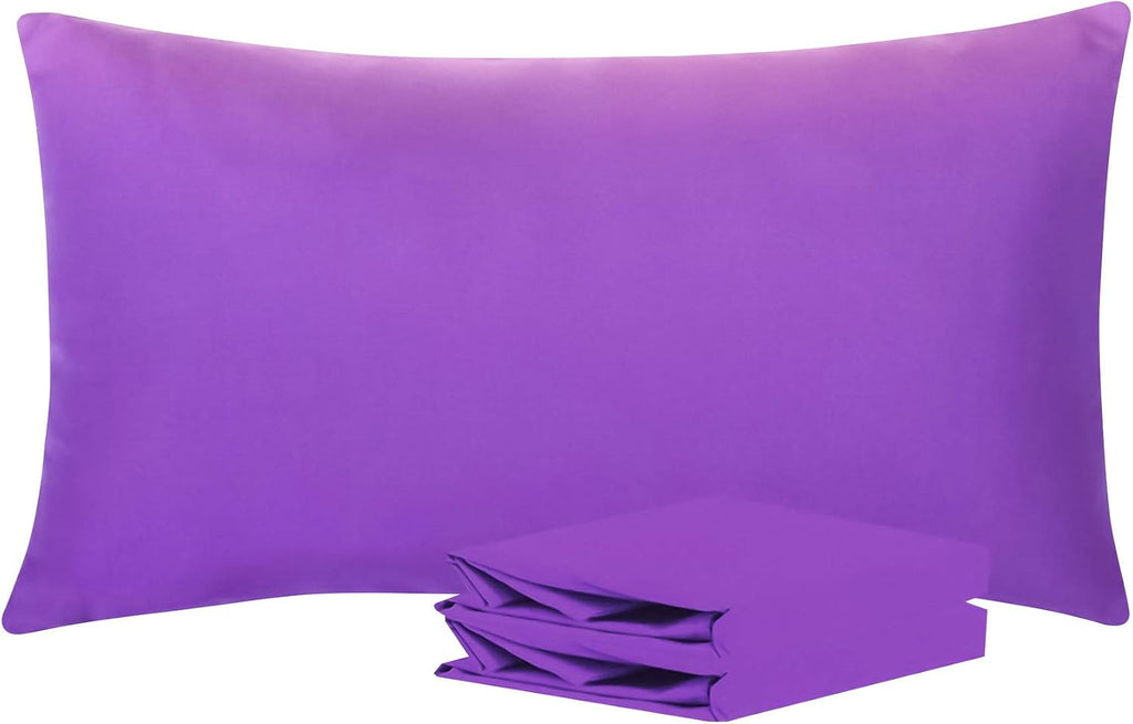 Ntbay King Pillowcase Set - 2 Pack Brushed Microfiber 20x36 Pillowcases - Soft, Wrinkle-Free, Fade-Resistant, Stain-Resistant, Purple Pillo…