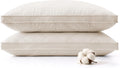 Puredown ® Goose Feathers and Down Pillows, 100% Organic Cotton Cover, Gusseted Pillow for Sleeping Hotel Collection Bed Pillows, King, Set…