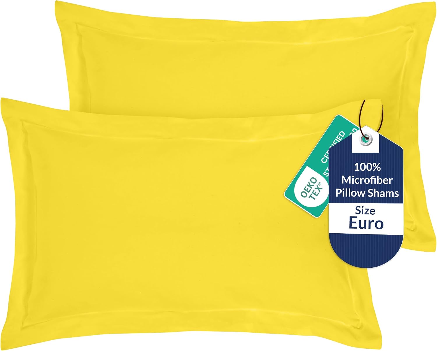 Royalelinens Royale Linens Pillow Shams 2 Pack Euro Size 26x26 Inch - Brushed 1800 Microfiber - Bed Pillow Shams, Wrinkle Resistant Super S…