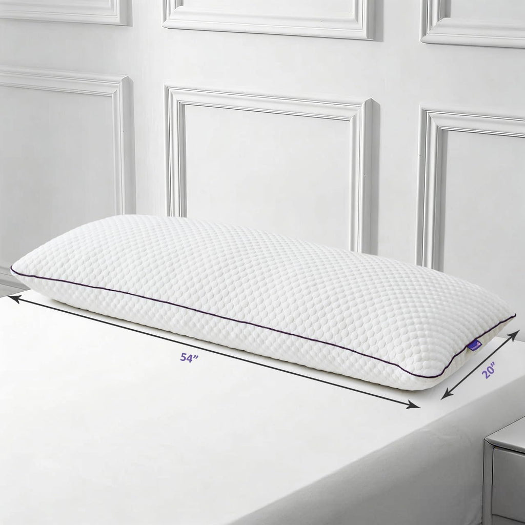 Homelab Cooling Adjustable Body Pillow (20x54) with White Bamboo Viscose Pillowcase Bundle, Full Body Support for Side Sleepers, Back, Hip…